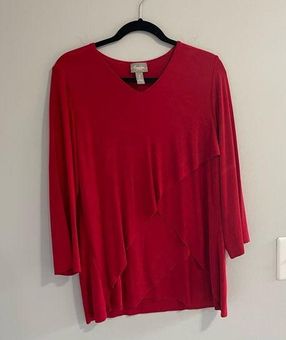 Chico's Women's travelers by red asymmetrical long sleeve top size