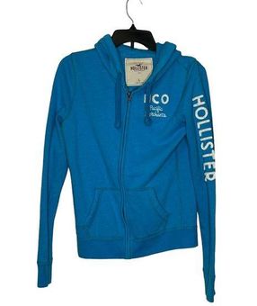 White and blue, Hollister zip up sweater.