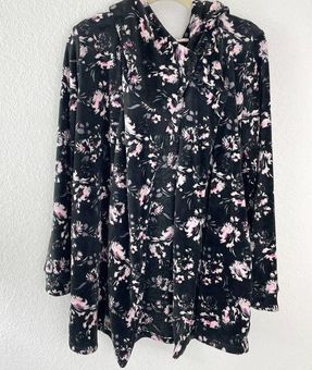 Cuddl Duds Double Plush Velour Cowl Wrap Hooded Floral Top Black Size S -  $24 - From Jen