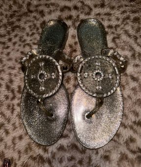 Jack Rogers Georgica Glitter Jelly Sandal Size 6 Silver 15