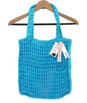 Aqua Crochet Tote Bag