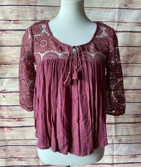 American Eagle Outfitters Boho Crochet Lace Blouse, M Size M - $18