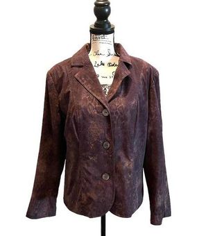 Erin London Faux Liquid Leather Blazer Jacket Purple Large NWT