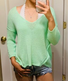 Zara Pullovers | Zara Mint Knit Sweater | Color: Green | Size: S