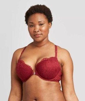 Auden Women's Sizes Red Burgundy Lace Demi Coverage Racerback Push