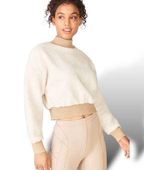 Fabletics Teddy Medium Cropped Malia Polar Fleece Pullover Sweatshirt Tan  Cream - $28 - From Gina