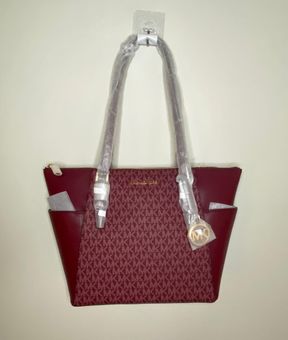 Charlotte Large Logo and Leather Top-Zip Tote Bag