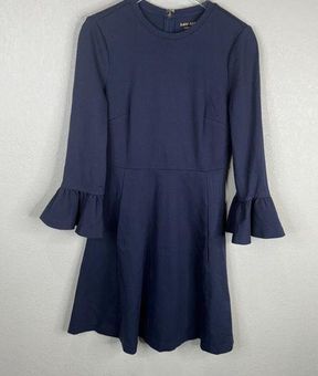 Kate Spade Women's Bell Sleeve Ponte Fit & Flare Dress Navy