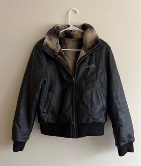 Sean John Reversible Faux Fur Bomber Jacket Black Size L - $105