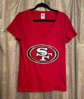 PINK - Victoria's Secret SF 49ers NFL Red Gold Rhinestone T-Shirt