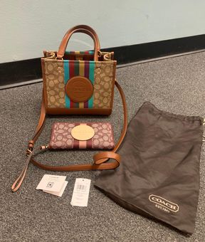 NWT Coach Dempsey Tote 22 In Signature Jacquard With Stripe And Coach Patch