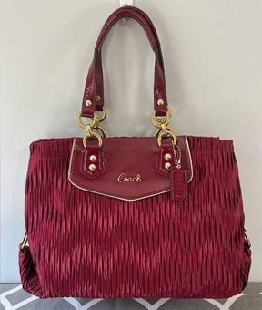 Coach Red Burgundy Leather Bag Purse Strap Women's EUC