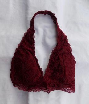 Gilly Hicks Burgundy Lace Halter Bralette Red Size XS - $12 - From