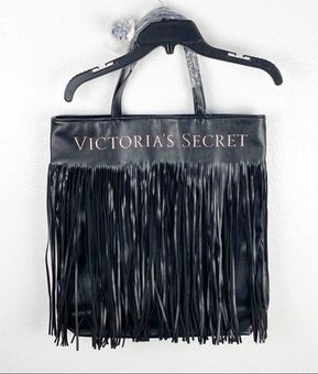 Victoria's Secret Limited Edition Black Faux Leather Fringe Tote Bag - $35  New With Tags - From Mackeye