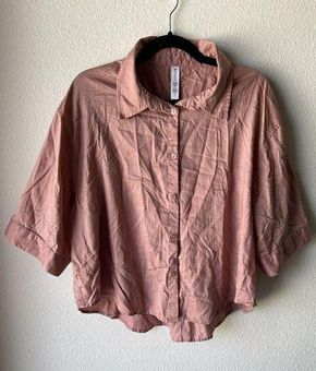 Athleta Cotton Dreams Sleep Oversized Top M Pink Pajama Shirt