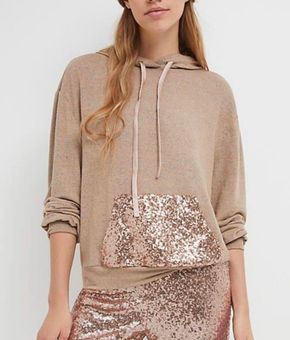 Sequined Hoodie / Tan