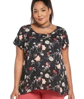 Torrid Black Floral Print Short Sleeve Georgette Top Size 4X - $22 - From  Amanda