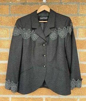 Louis Feraud Virgin wool floral embroidery jacket size 12 - $114 - From  TheShoppingEmpire