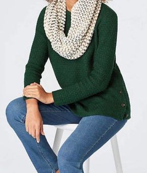 J. JILL Size Medium Petite Green Cowl Neck Sweater