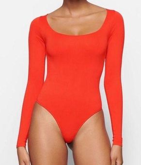 SKIMS Jelly Sheer Long Sleeve Bodysuit Poppy - SS21 - US