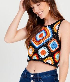 Altar'd State Blossom Crotchet Tank Black - $40 - From Lizanne