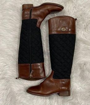 Tory Burch Womens Round Toe Solid Leather Knee High Heel Boots