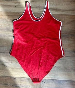 Wild Fable Bodysuit 4X Plus Women Tank Top Red White Y2K Casual