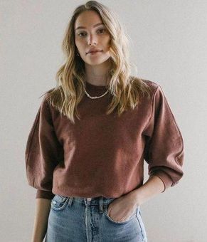 AGOLDE THORA BALLOON SLEEVE SWEATSHIRT IN RHUBARB HEATHER SMALL