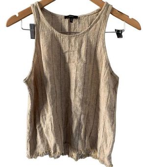 Drew Linen Fringe Bottom Natural Burlap Tank Top Size M - $27 - From  ChuPreloved