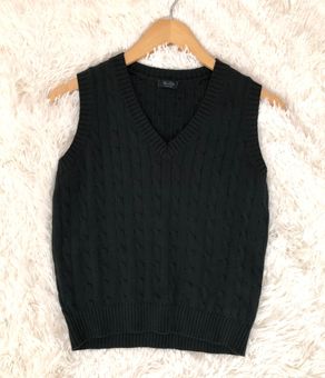 BRANDY MELVILLE Knit V-Neck Sweater Vest Sleeveless Dark Green