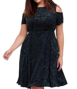 Waverly Street Skater Dress In Dark Green Damask Print, 53% OFF