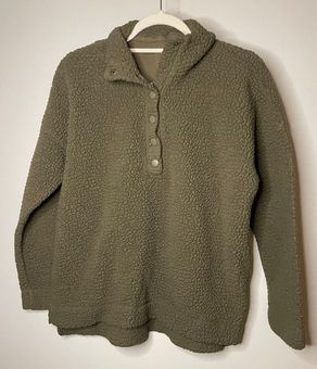 aerie cloud sherpa oversized button pullover