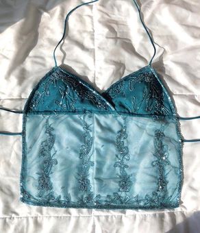 Charlotte Russe Mermaid Blue Beaded Halter Tie Top - $50 - From Lyn