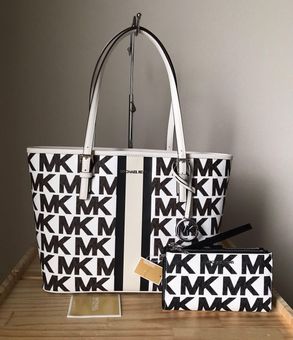 MICHAEL Michael Kors Jet Set Travel Travel Tote Optic Whiteblack