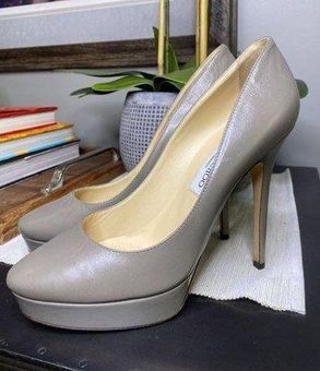 Jimmy Choo Alex Platform Pumps Gray Taupe Women's Size 40.5 US