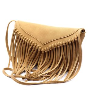 Crossbody Fringe Suede Camel Bag — Vania & David