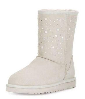 UGG Classic Short Everlasting White Swarovski Crystals Pearl Boots