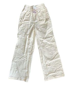 Halara Wide Leg Pants Womens Small Cotton Drawstring Cream - $25