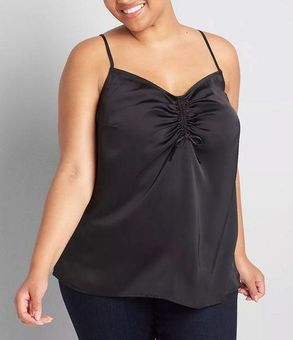 Lane Bryant Size 34/36 Satiny Feel V-Neck Cami with Front Shirred with T… -  $15 New With Tags - From Ginny