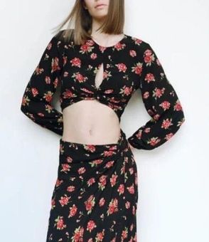 Zara Floral Print Front Twisted Bodysuit