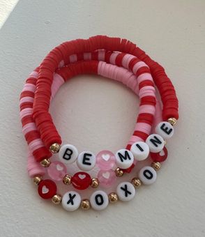 Xoxo Pink Clay Bead Bracelet