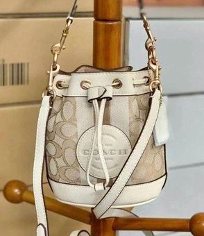 Coach Mini Dempsey Bucket Bag In Signature Jacquard With Stripe And Coach  Patch