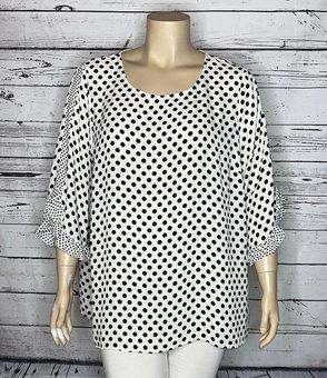 RUFFLED POLKA DOT BLOUSE - Black / White