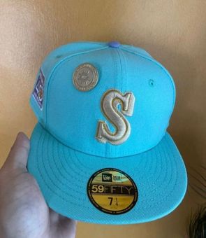 Seattle Mariners Hat Baseball Cap Fitted 7 1/4 New Era Leather Vintage MLB  Rare