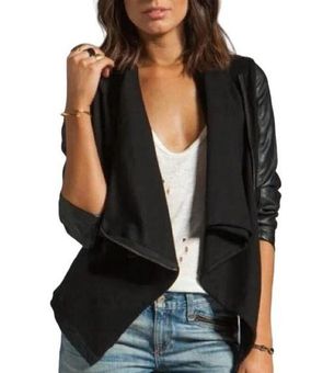 Petite Faux Leather Drape Jacket