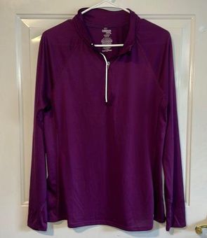 Danskin Now Womens Semi Fitted Purple Long Sleeve 1/4 Zip Athletic