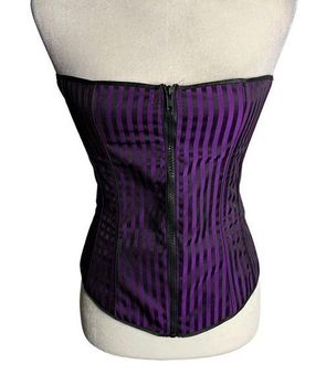 Vintage Shirley of Hollywood Corset Top 32 Purple Stripe Zip Front Lace Up  Back - $30 - From Crystal