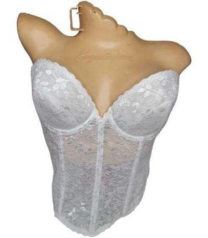 Vintage Carnival Corset Bustier White Lace Underwire 36C Back Closure Size  36 C - $28 - From August