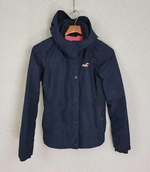 Hollister Womens Jacket Size S Navy All Weather Full Zip Fleece