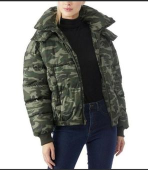 Lucky Brand Brand New Camo Hooded Puffer Coat - Sz L Green Size L